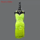 Платье для латинских танцев, юбка с бриллиантами и кисточками, одежда для соревнований, Высококачественная профессиональная одежда для взрослых, детская одежда для выступлений