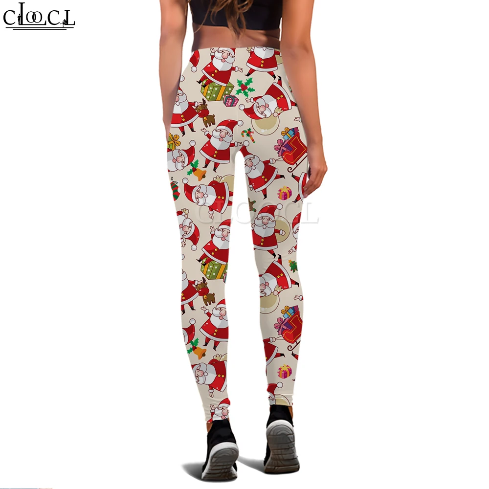 CLOOCL женские леггинсы рождественский подарок эластичные с высокой талией и