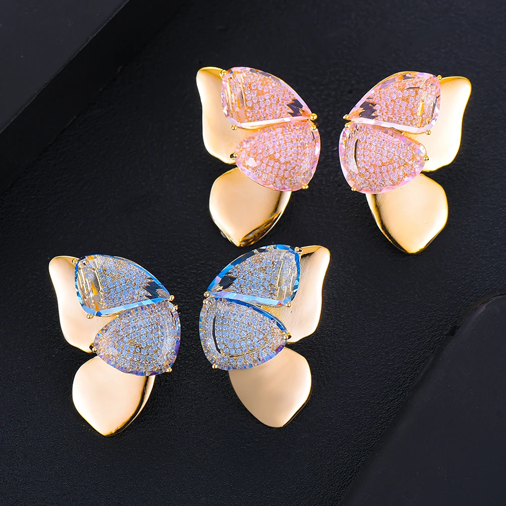 

Blachette Luxury Noble Butterfly Earrings Shinning High Quality Cubic Zirconia Inlaid Fashion Jewelry Pendientes Mujer Moda New