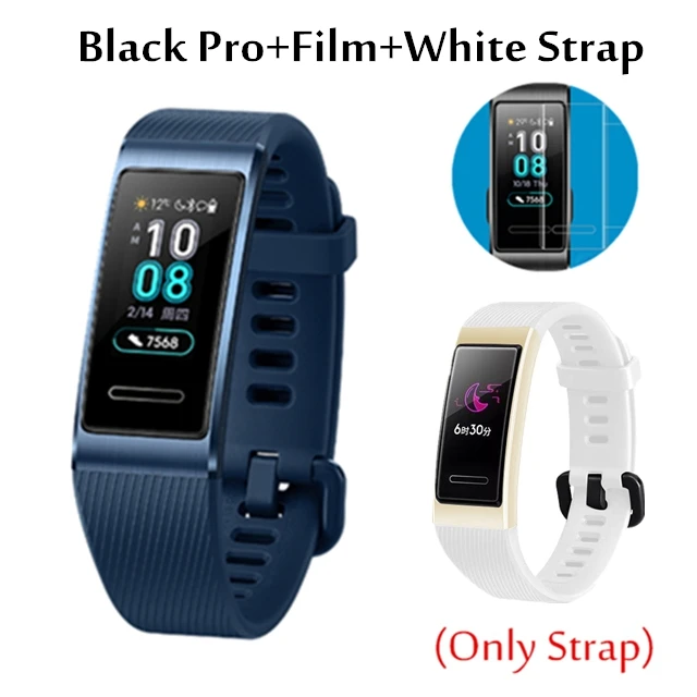 Blue add white Huawei Band 3 Pro Band 3 умный браслет band 3 pulseira трекер для плавания Водонепроницаемый Bluetooth фитнес-трекер сенсорный экран - Цвет: Blue add white