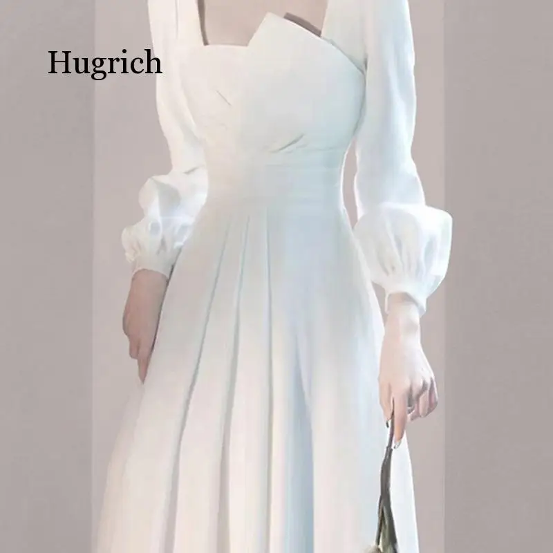 Женское платье с длинным рукавом Элегантное Длинное Платье квадратным вырезом и