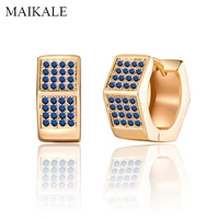 maikale classic design wild hexagon big stud earrings gold colorful aaa cubic zirconia earrings for women jewelry gifts
