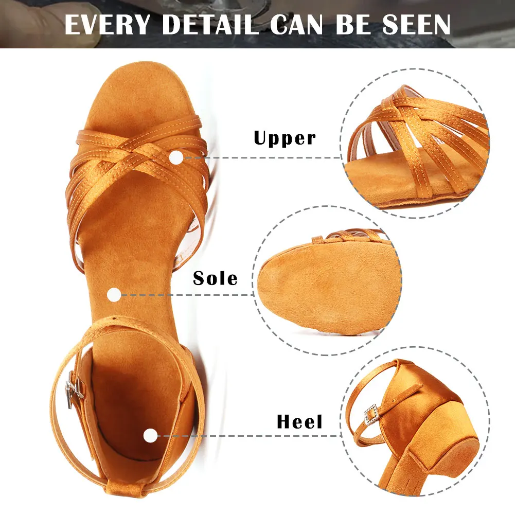 SWDZM Children Latin Dance Shoes Women Girl Ballroom Ladies Dance Shoes Children/child/kids Soft Bottom Low Heel Salsa Sandals