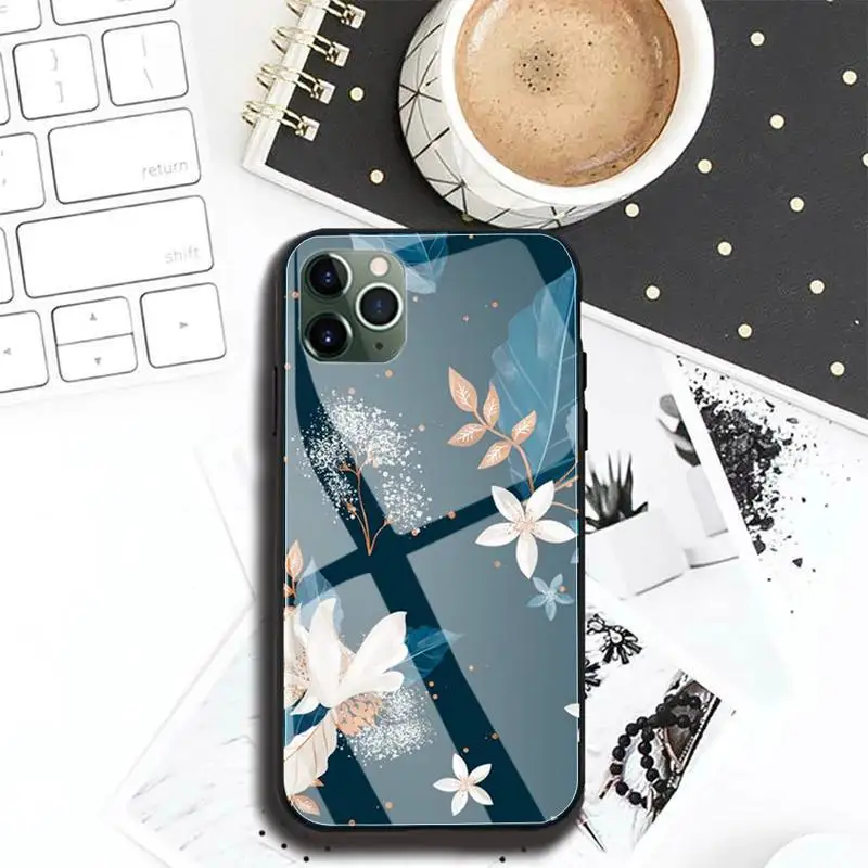 

lovely flowers drawing Phone Case case For Iphone 11 Pro MAX XR X 7 8Plus SE2020 DIY Shockproof Glass Soft Silicone Edge