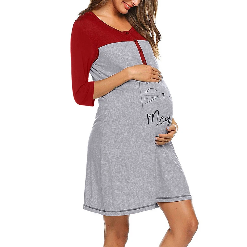 Модные осенние ночные рубашки с принтом милых котов и панды пижамы для