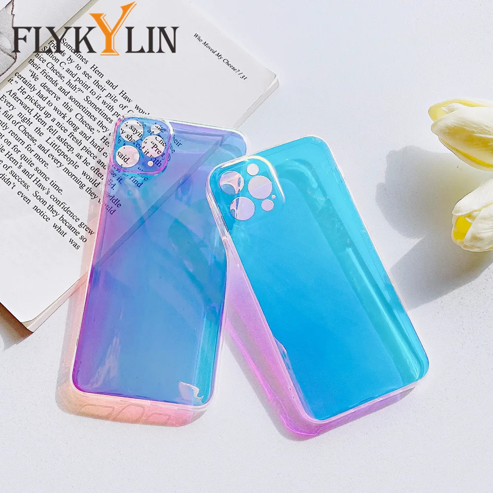 Funda de teléfono de arcoíris láser para iPhone 13, 12, 11 Pro, X, XS, Max, XR, 7, 8 Plus, funda suave transparente para Samsung Note 20, S9, S10, S20 Plus