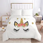 Корона в форме единорога из мультфильма пододеяльник с застежкой-молнией одеялоодеяло чехол 140x200 3D постельного белья для детей, Детский комплект для маленьких девочек и мальчиков