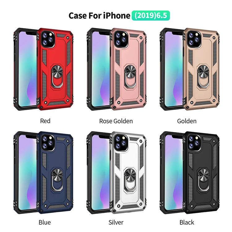 TPU PC Cover Case For iphone 11 pro max iPhone cases Adjustable Integrated 360 degree Gear Rotating Ring cover | Мобильные телефоны