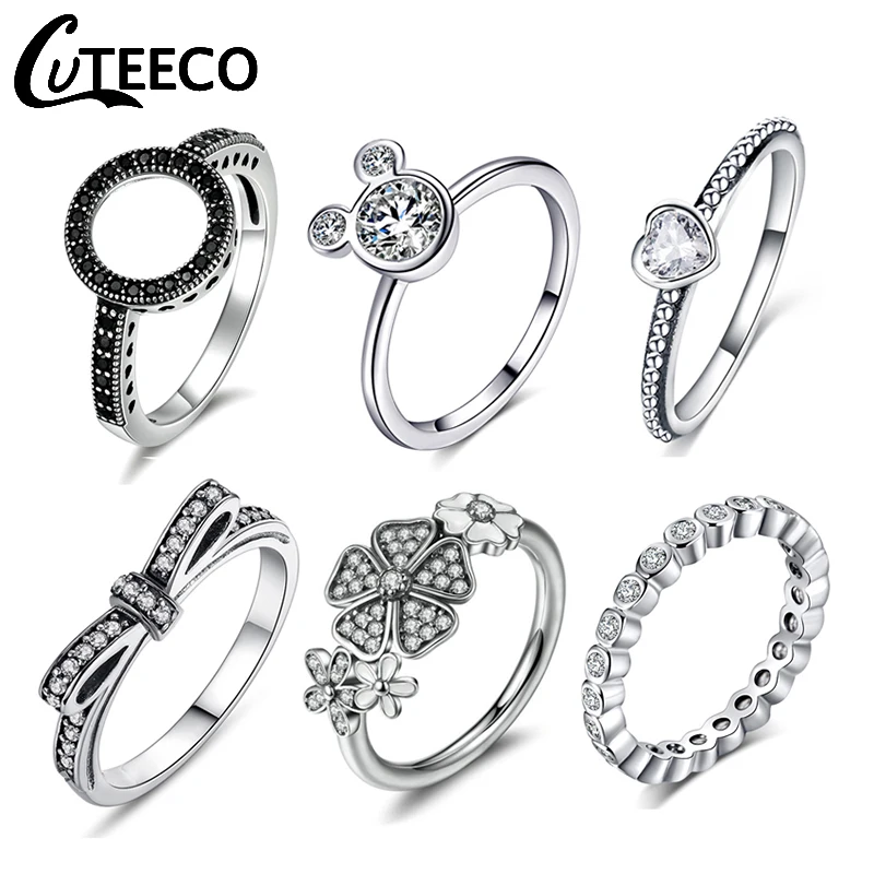 Cuteeco 2019 горячая Распродажа серебряного цвета сковорода кольца для женщин