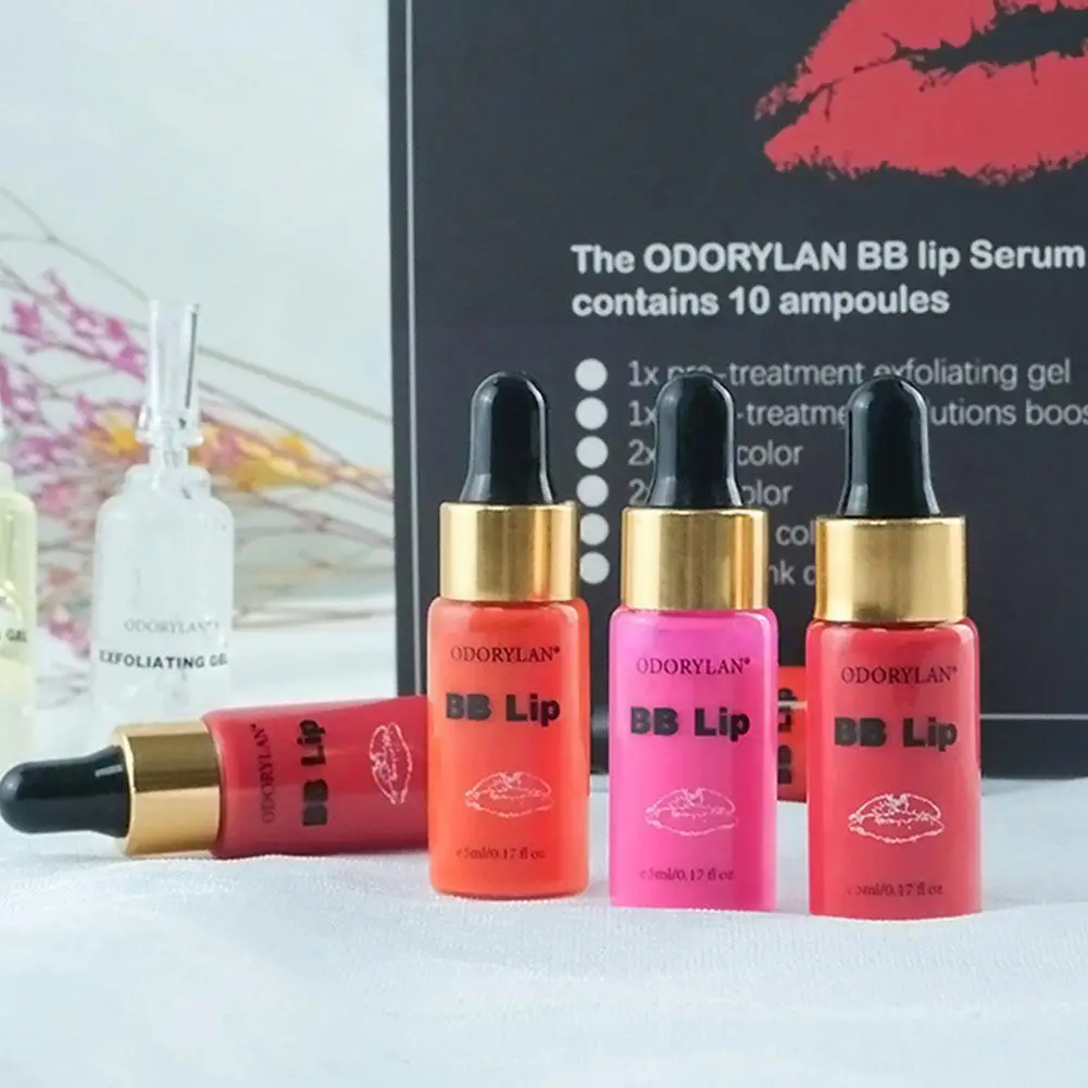

6 colors Korean 8ml BB Lips Glow Ampoule Serum 10 vials BB MTS Gloss Set Moisturizing For Lip Treatment Mesotherapy Cream W1M6