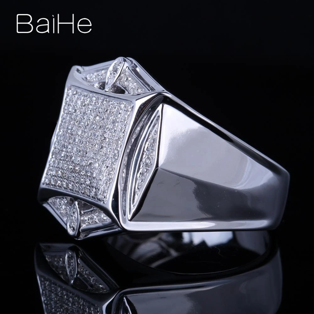 BAIHE стерлингового серебра 925 0.6CT H/I Круглый Природные Алмазы свадебный подарок