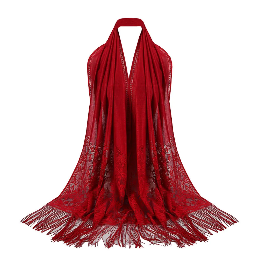 2020 Новый женский Мусульманский Исламский кисточкой Кружева полые длинный хиджаб