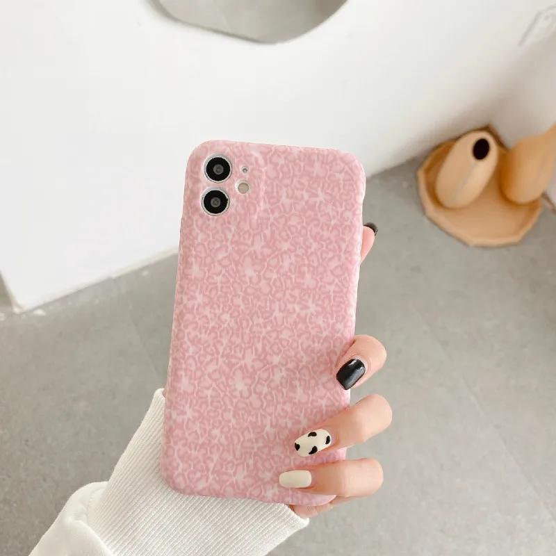 

Personalized pink leopard print mobile phone case for iPhone11 12Pro Max mini X XR XSMax 8 7PluS anti-drop protective back cover