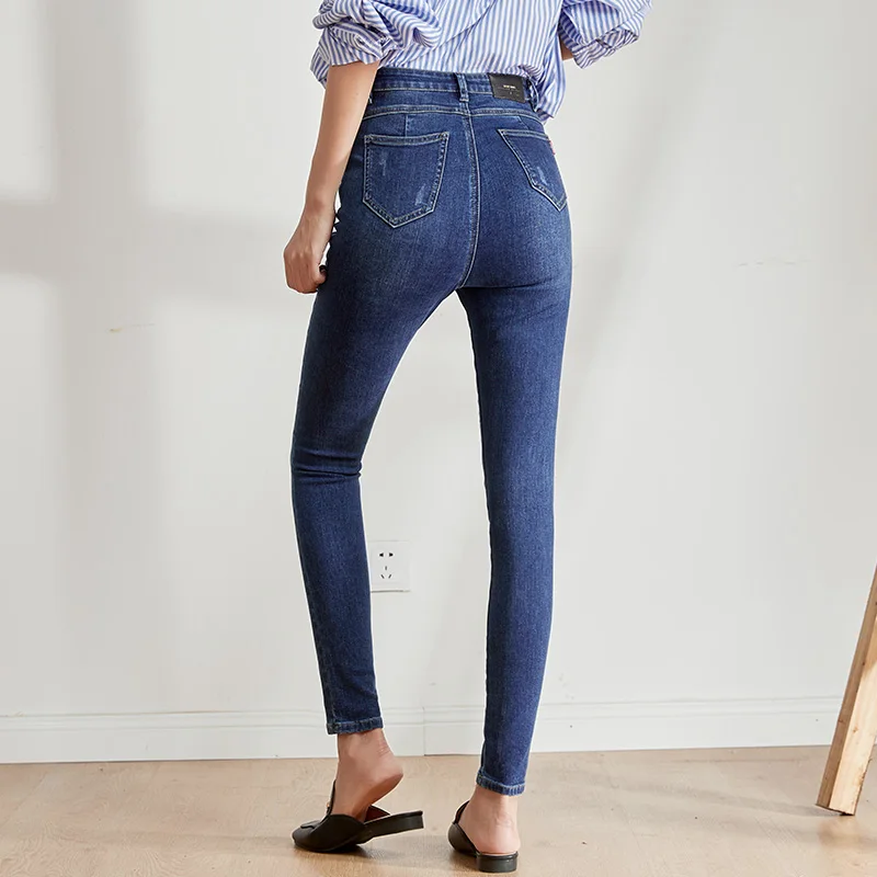 Женские облегающие эластичные джинсы LEIJIJEANS, классические повседневные брюки с высокой посадкой, новая модель 9208 большого размера на осень