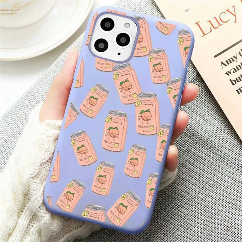 

Japanese Strawberry Milk food Phone Case Candy Color Violet for iPhone 11 12 pro XS MAX 8 7 6 6S Plus X SE 2020 XR