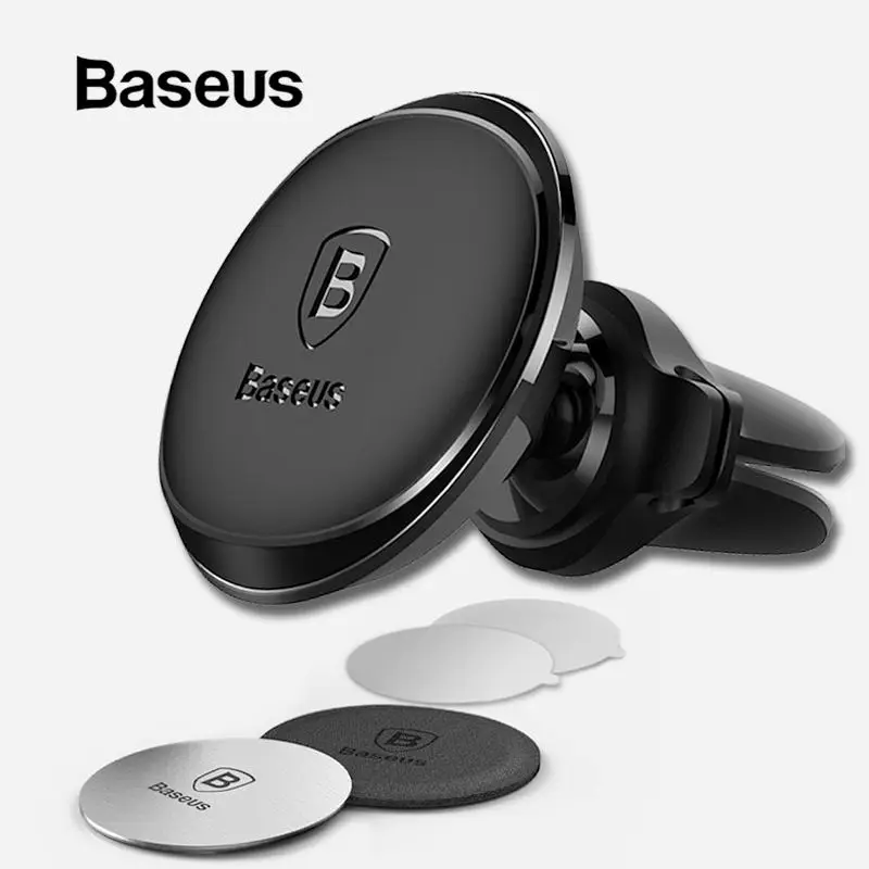 Автомобильный держатель для телефона Baseus для iPhone X 8, samsung, gps, мобильный телефон, 360 градусов, универсальная Магнитная подставка держатель на вентиляционное отверстие автомобиля
