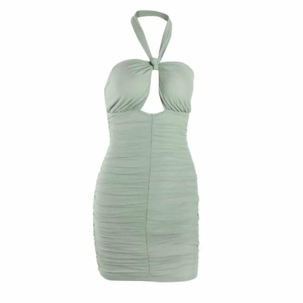 

Cultiseed Women Summer Sexy Strapless Halter Neck Hollow Chest Backless Slim Hip Nightclub Party Mini Dress Female Mesh Gowns
