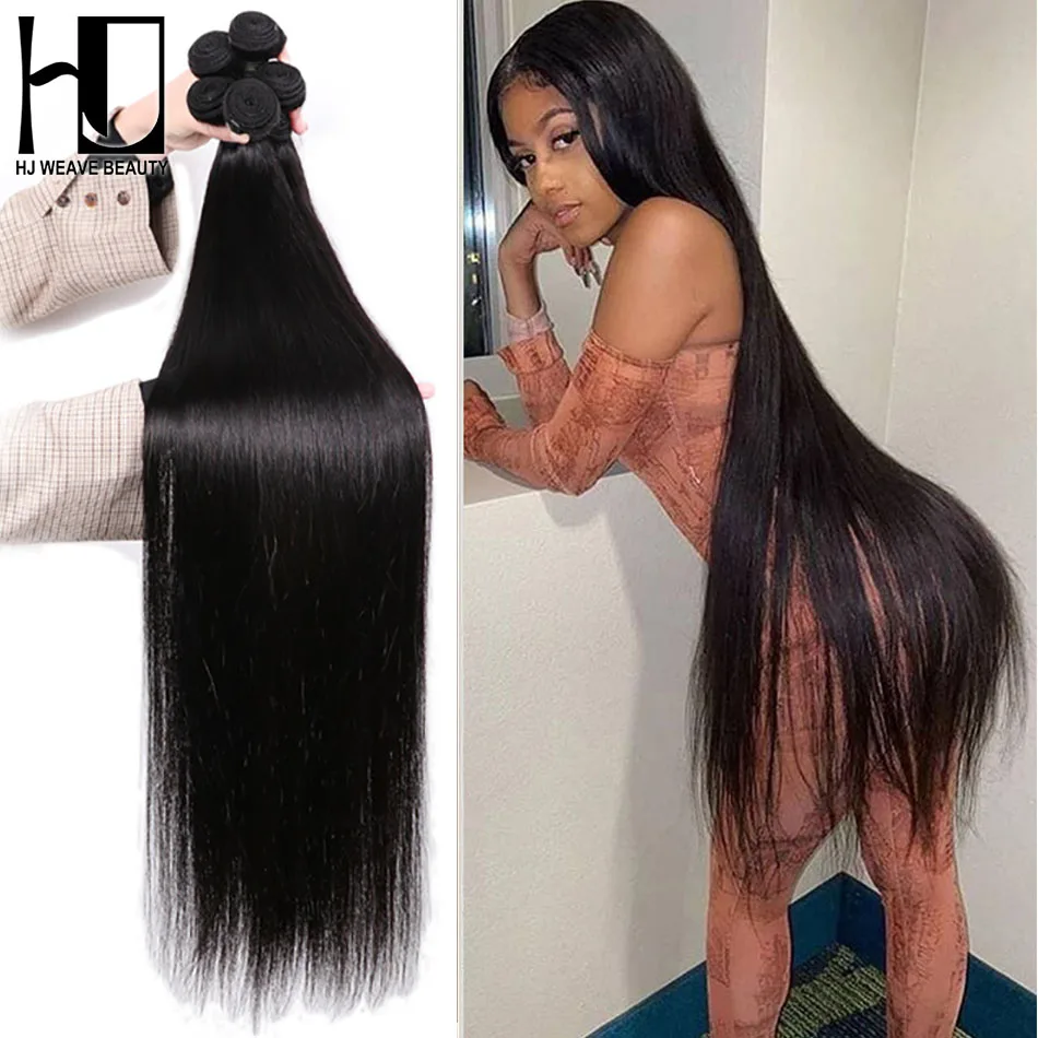 

Straight Virgin Hair 28 30 34 40 Inch Remy Brazilian Hair Weave Long Human Hair Bundles Natural Color 100% Human Hair Extension