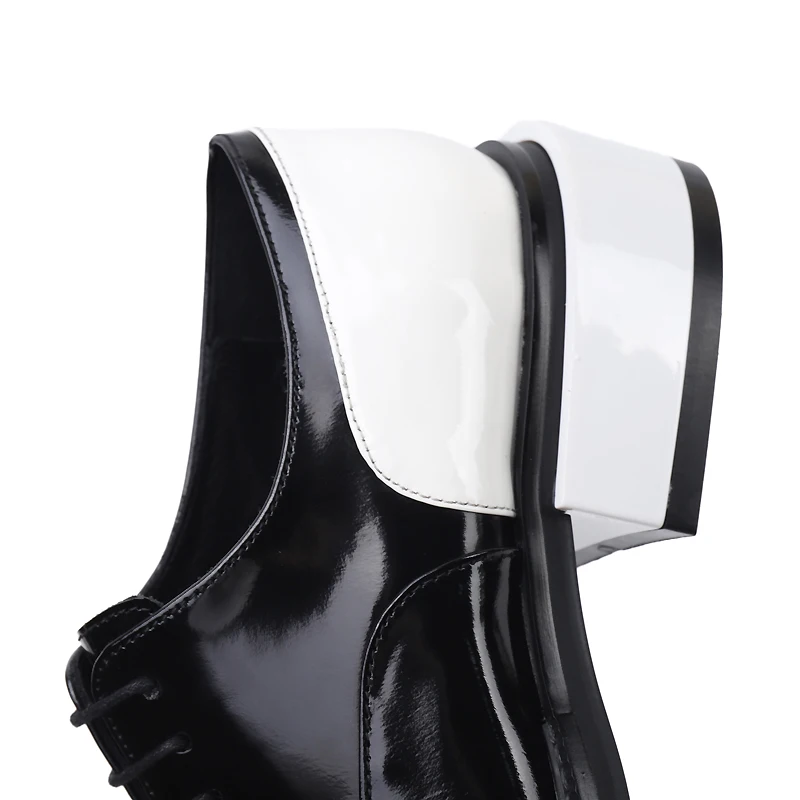 2020 Корейская версия британского стиля с низким вырезом из воловьей кожи черные