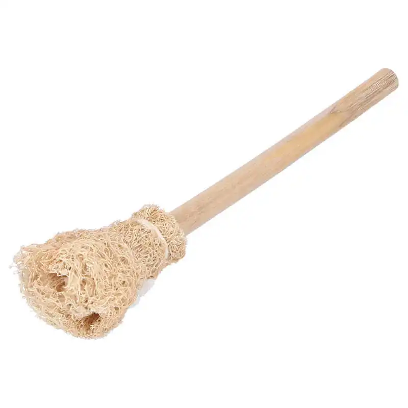 Щетка для чистки чайников из натуральной люфы с бамбуковой ручкой без