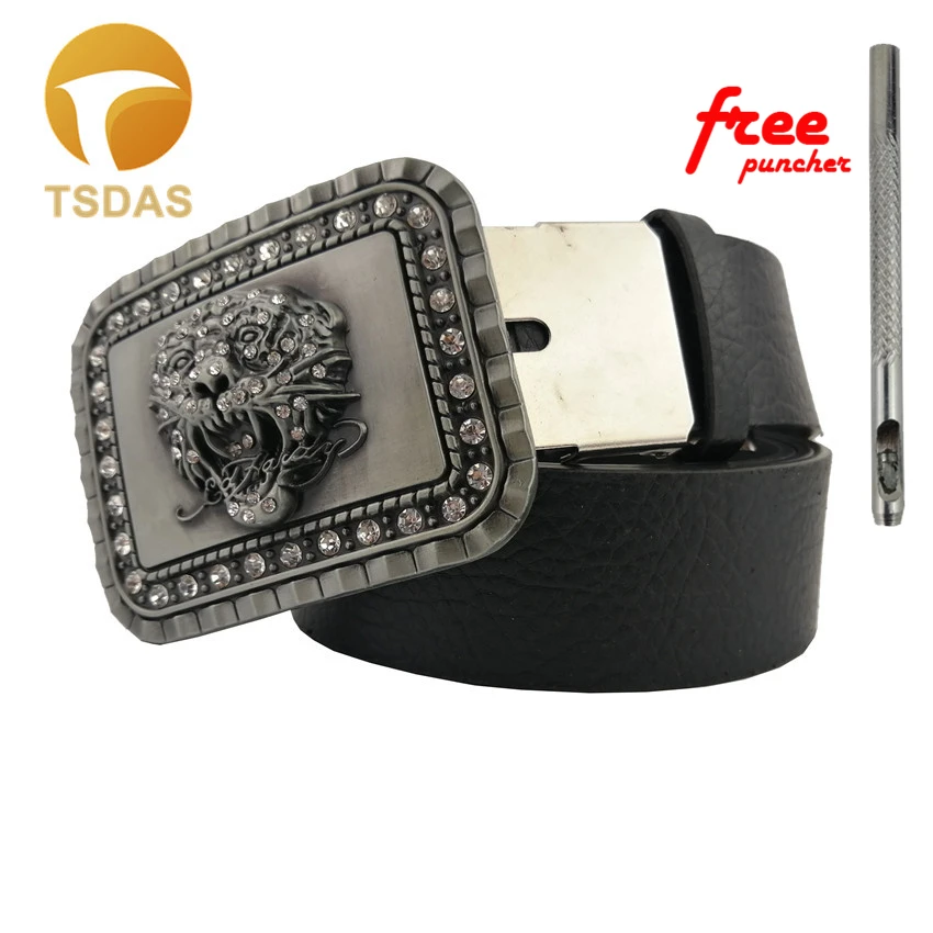 Cowboys металлические пряжки для ремня с бриллиантовой головой льва роскошные
