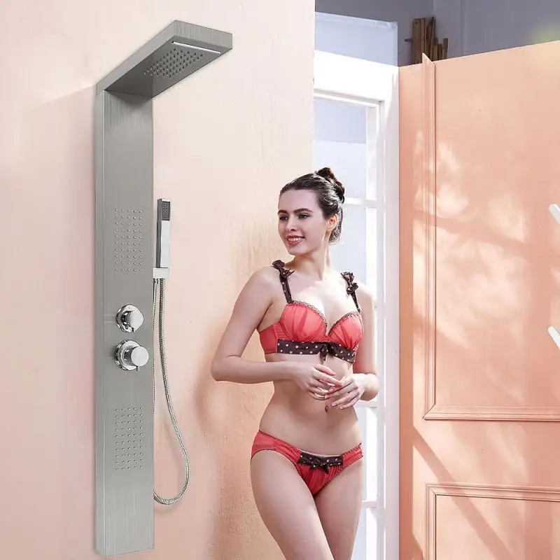 

2021 Shower Column Rain Waterfall Shower LED Shower Panel Bathroom Faucets Massage Spa Jets Tub Shower With Bidet Bath Taps HWC