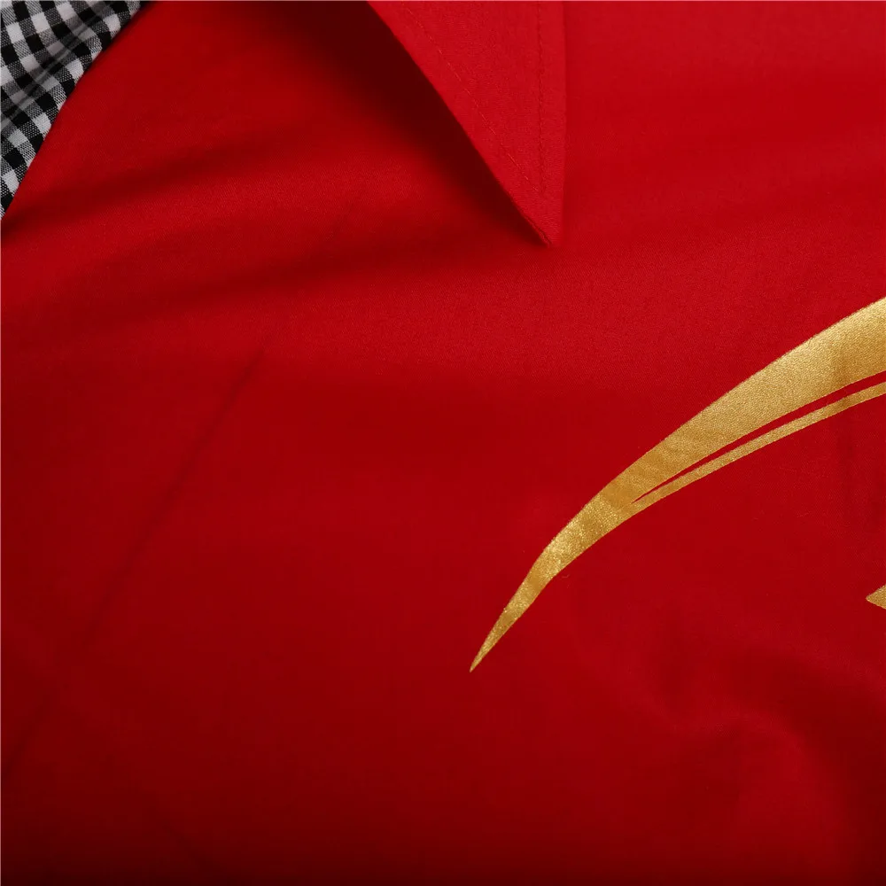 Рубашка мужская приталенная с длинным рукавом модная сорочка золотым принтом