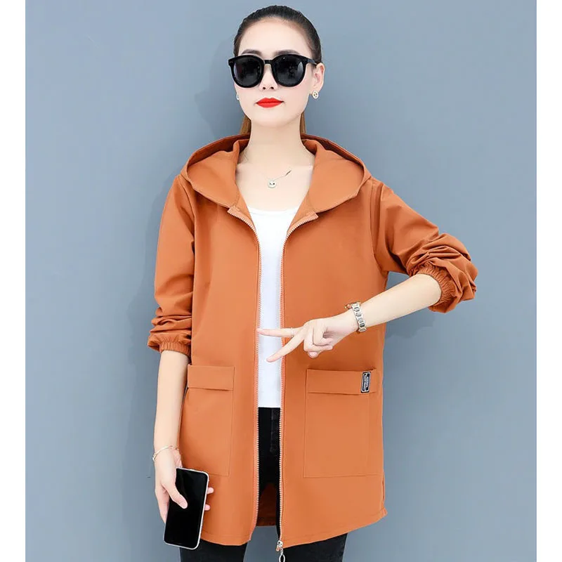 

Plus Size Trench Coat Women 2021 New Coat Loose Tops Spring Autumn Female Windbreaker Casual Hooded Outwear Ladies Overcoat R999