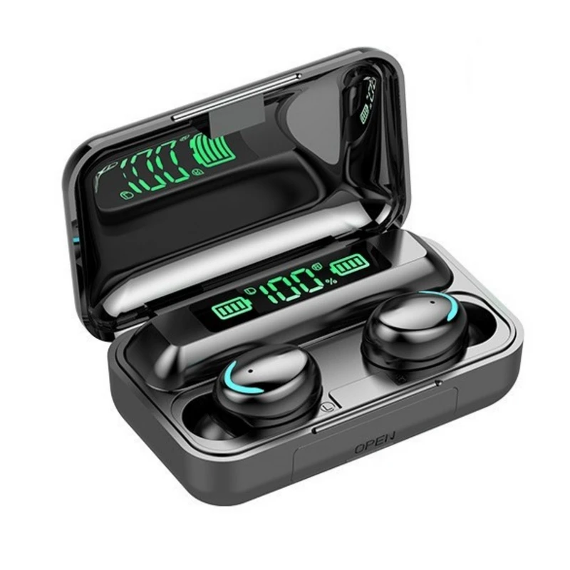 

TWS Bluetooth-наушники с сенсорным управлением, спортивные наушники-вкладыши со светодиодный ным дисплеем, гарнитура с микрофоном, 2200 мАч, чехол д...