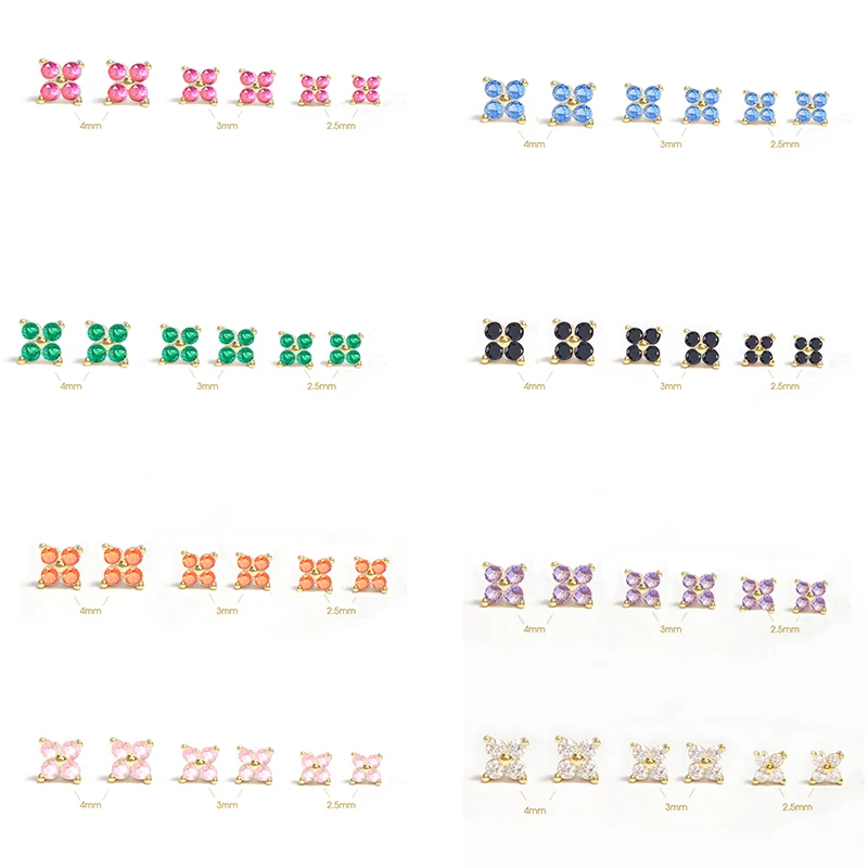 ROXI 925 стерлингового серебра Хрустальный цветок серьги-гвоздики с 3/4/5 мм Ювелирные