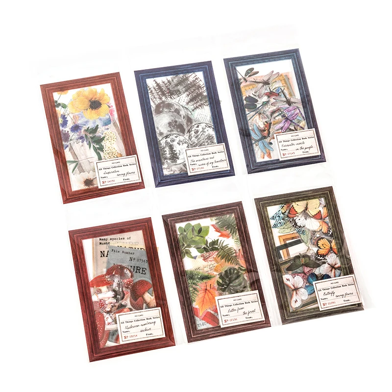 

Fresh flowers, plants, butterflies and mushrooms sticker collage personalized DIY stationery decoration materials 45pcs