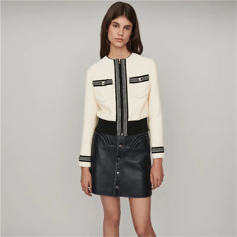 Женские твидовые куртки и пальто с длинным рукавом карманом на осень зиму