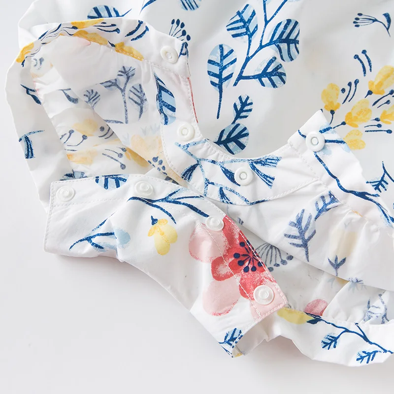 DBA12556 dave bella summer new born baby girls fashion bow floral print jumpsuits infant toddler clothes children romper 1 piece | Детская