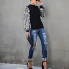 Женская блузка с длинным рукавом с блестками, Современная блуза, Осень-зима 2020