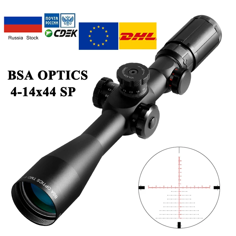 Охотничий прицел BSA OPTICS TMD 4 14X44 FFP оптический со стеклянной сеткой Mil Dot охотничий