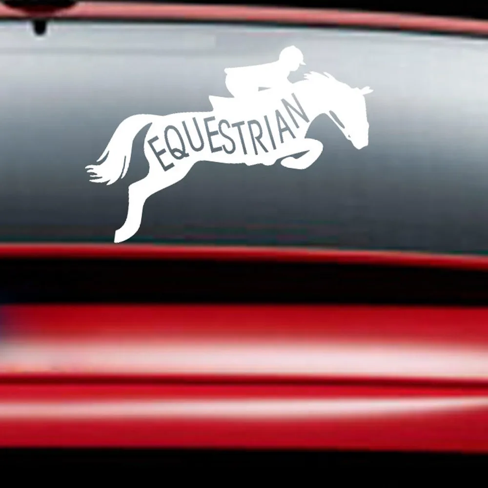 17x14 см наклейка для автомобиля Лошадь Прыжки Конный автомобиль окно графическая