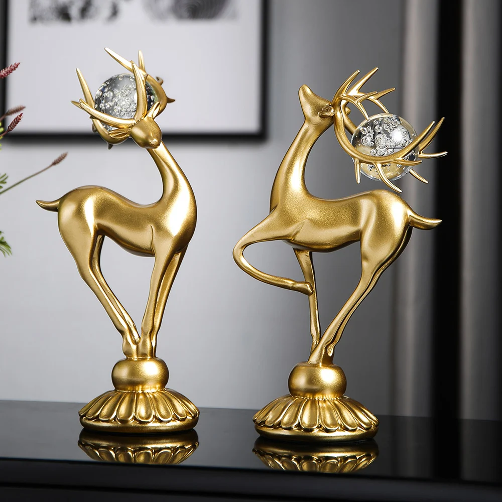 

Deer Statue for Decoration Home Accessories Animal Model Resin Sculpture Modern Art Living Room Decor Abstract Figurines Gifts