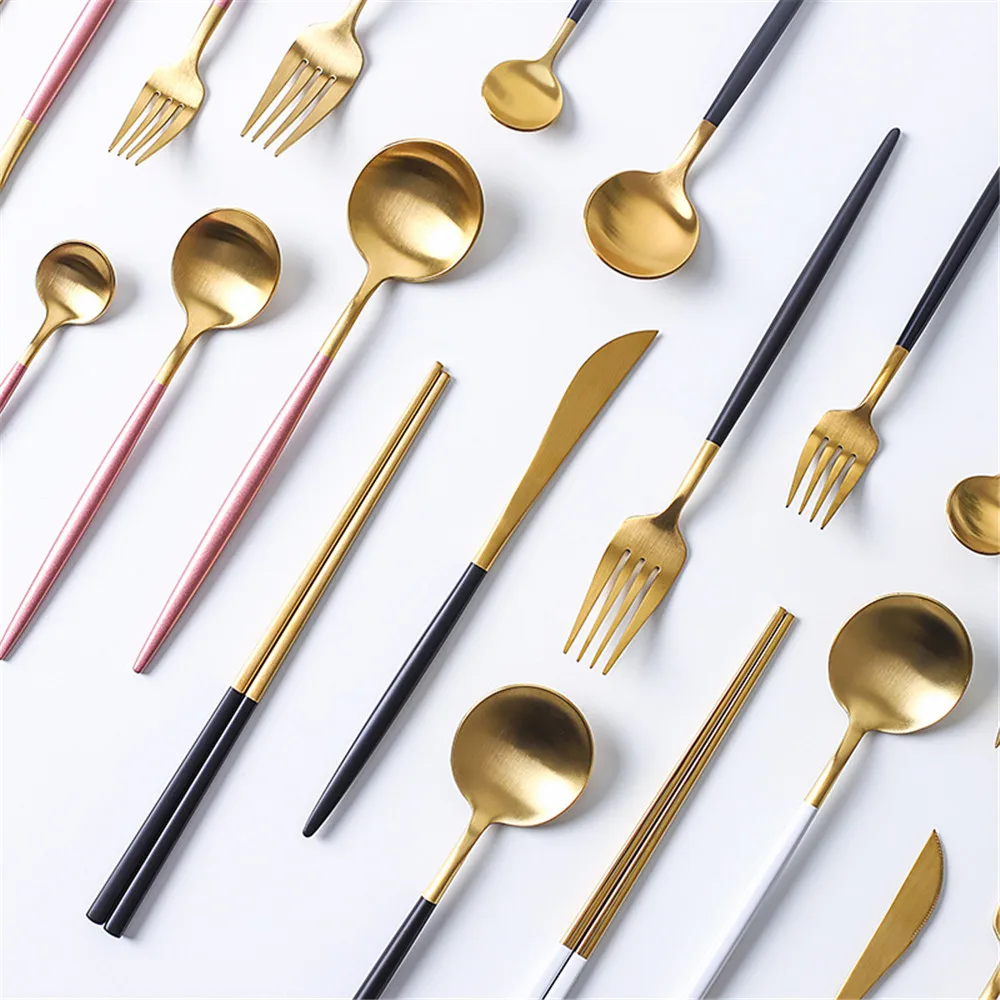 Роскошные столовые приборы из нержавеющей стали 304 набор столовых приборов с