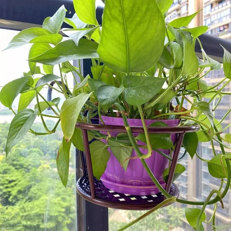 

3 Colors Outdoor Hanging Basket Plant Iron Racks Garden Supplies Fence Balcony Round Flower Pot Home Decoration Garden Supplies