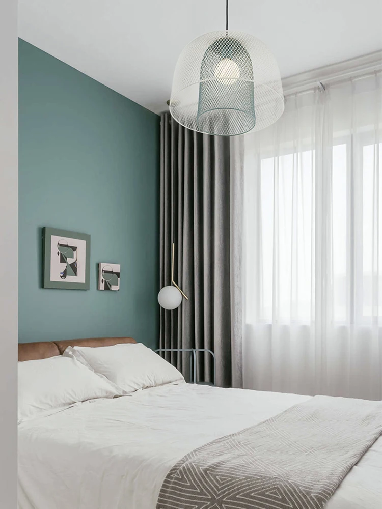 Двухслойная сетчатая лампа в скандинавском стиле для спальни ins с металлическим