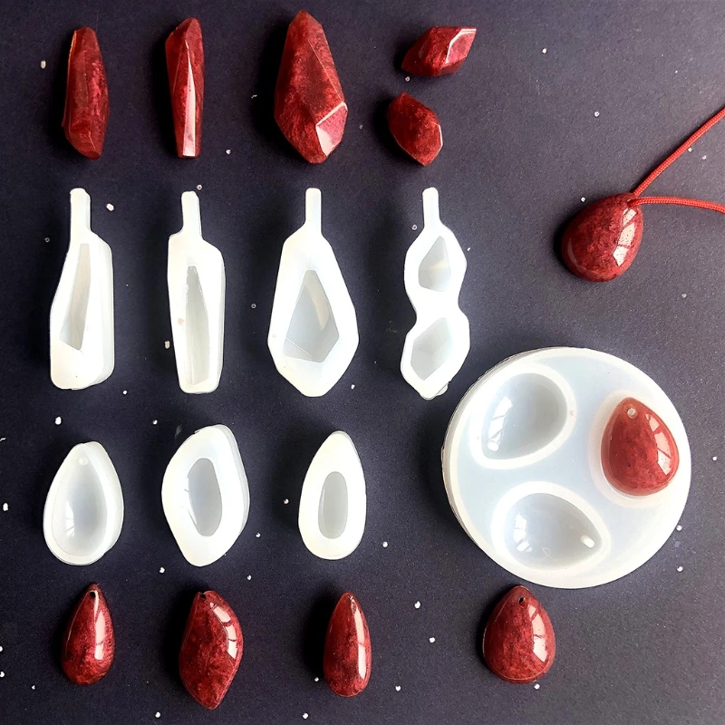 

8 Pcs Mine Stone Pendant Epoxy Resin Molds Necklace Jewelry Silicone Mould DIY Crafts Ornaments Casting Tools