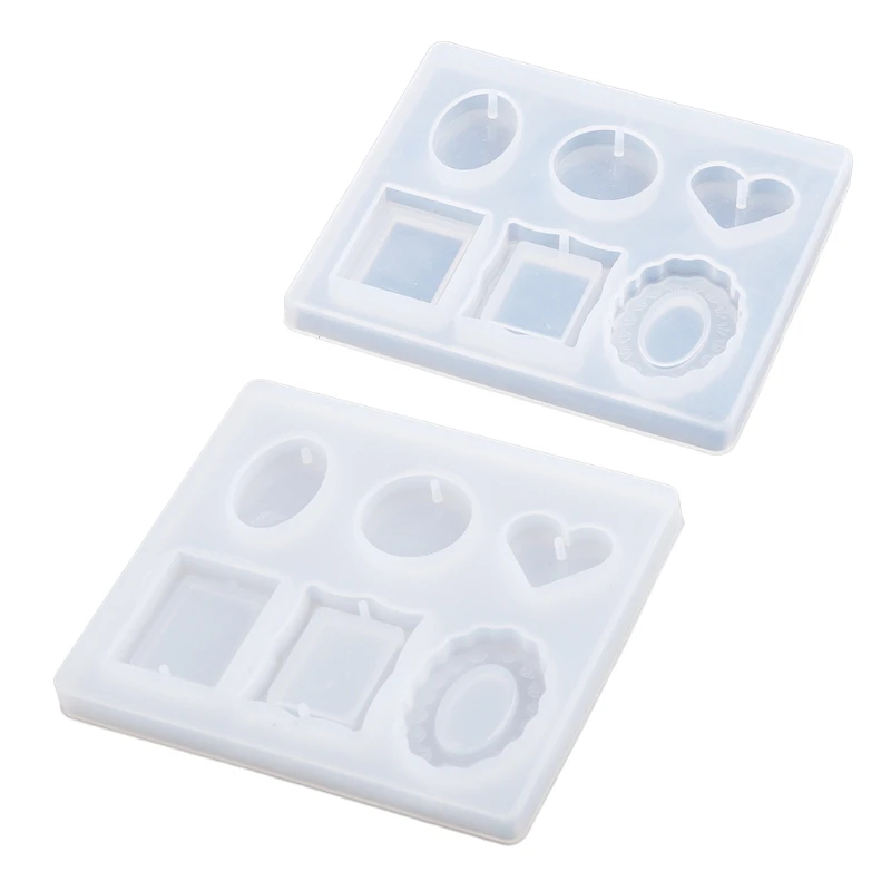 

DIY Mini Gemstone Frame Heart Round Shape Silicone Cake Fondant Jewelry Mold