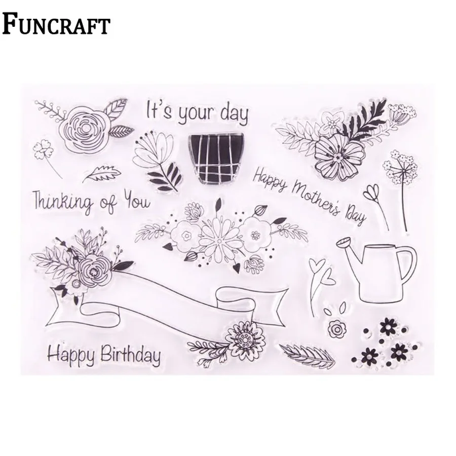 Набор штампов и на день рождения матери с надписью Happy Mother's Day День листья Кольцо