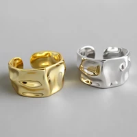 fashion irregular concave convex gold silver color ring width open finger ring for women men