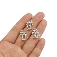 10pcs charms palm tree coconut 18x12mm antique silver color plated pendants making diy handmade tibetan silver color jewelry