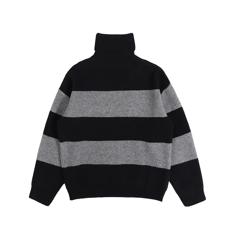 

2021 Men's Turtleneck Striped Sweater Loose Outer Wear 2021 New Sweet Cute Sweater