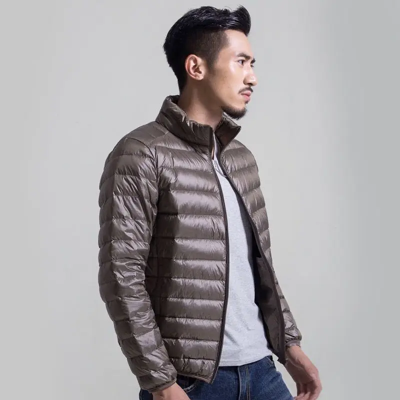 

Plus Size 5XL 6XL High Quality Ultra Light Down Jacket 90% White Duck Down Warm Men Stand Collar Thin Portable Jacket Coat Male