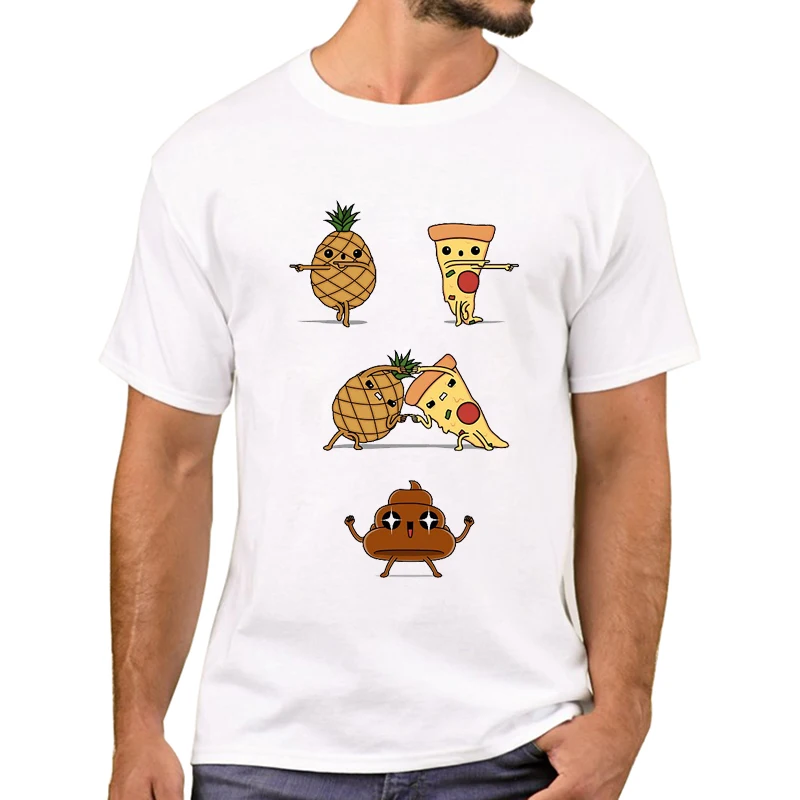 TEEHUB Pizza Und Ananas Niemand Wissen Muss Gedruckt Männer T-Shirt Verboten Liebe T Shirts Kurzarm T-shirts Kühlen t – Detail 6
