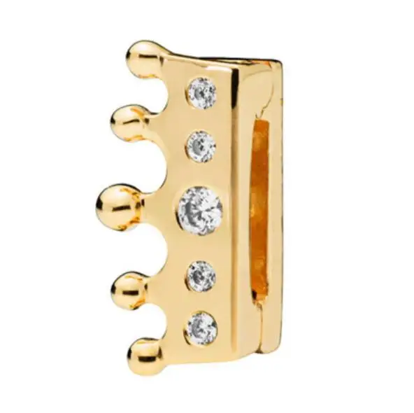 

Genuine 925 Sterling Silver Charm Gold Reflexions Royal Crown Clip With Crystal Beads Fit Pan Bracelet & Bangle Jewelry