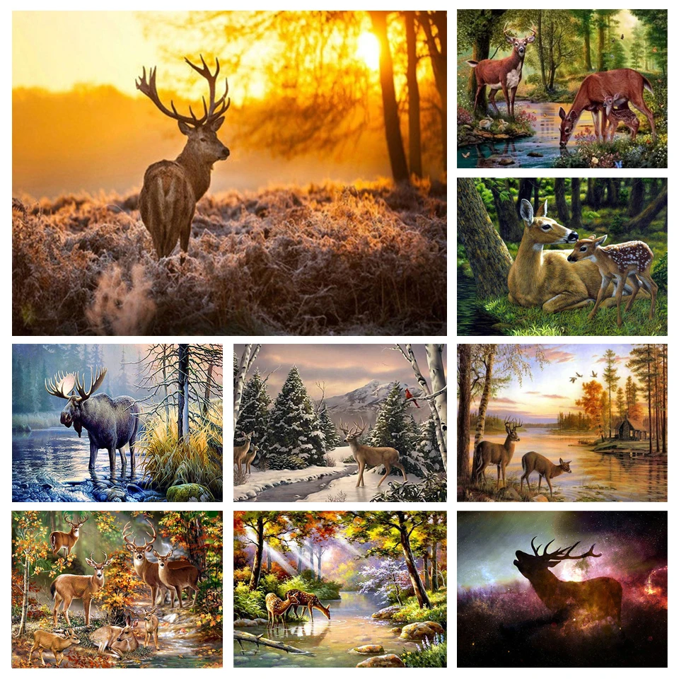 5D алмазная живопись Стразы для творчества, подарок, полная Алмазная вышивка, животное, олень, мозаика, искусство, картина, украшение для дома...